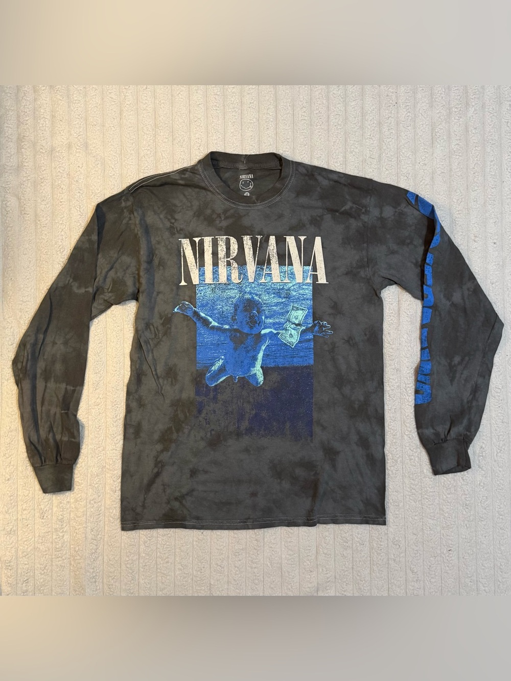 Acid Wash Black Grunge Band Nirvana Nevermind Long Sleeve Tee